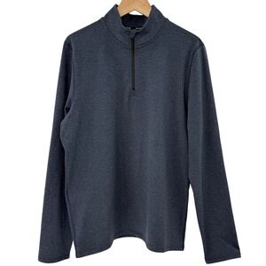 Peloton Mens Quarter Zip Pullover Heather Navy Blue Athletic Training Top Size M